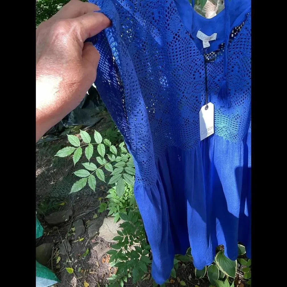 Cotton Bleu Crochet CoverUp/Dress Size 1X Oversized - Picture 5 of 10